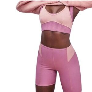 For Love & Lemons Romy Lounge Bra + Dani Biker Short Set Ribbed Biker Small